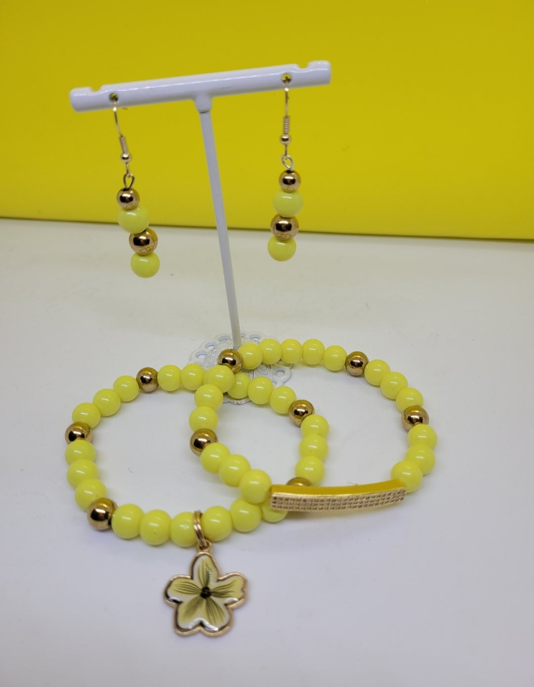 3 piece bracelet and earrings